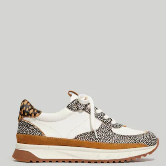 Madewell Kickoff Trainer Sneakers White, Black, Brown Calfhair 9.5 - Picture 12 of 14